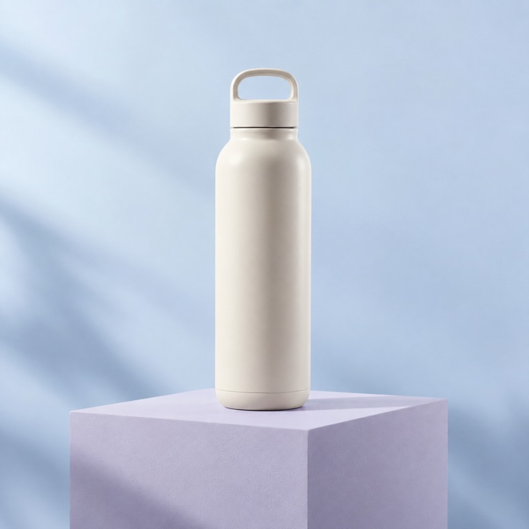 Original creative: an ivory bottle on a studio plinth